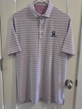 Johnnie-o Top Shelf Gonzaga Bulldogs Polo Shirt Size Medium - Pink & Blue Stripe